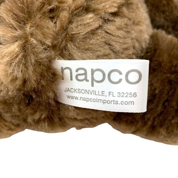 Napco Plush Teddy Bear 8in Soft Brown Plush Stuffed Animal Satin Ribbon Gift - Picture 3 of 9
